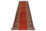 3x14 Orange and Multicolor Kazak Tribal Runner