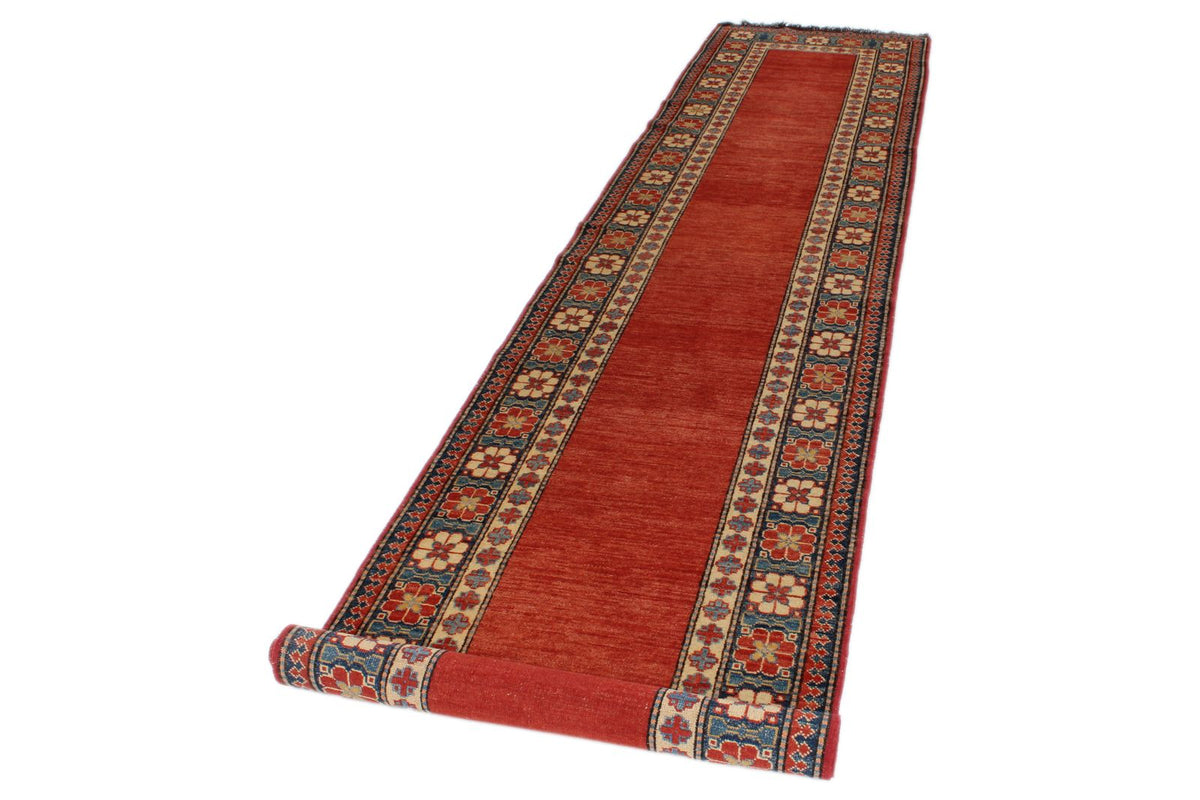3x14 Orange and Multicolor Kazak Tribal Runner