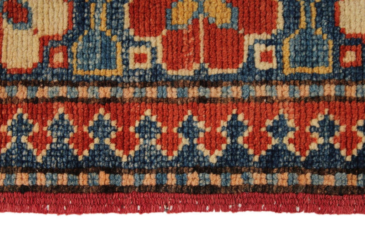 3x14 Orange and Multicolor Kazak Tribal Runner