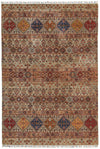 7x10 Light Brown and Multicolor Tribal Rug