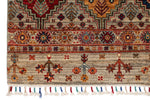 7x10 Light Brown and Multicolor Tribal Rug