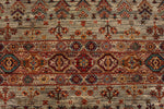 7x10 Light Brown and Multicolor Tribal Rug