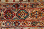 7x10 Light Brown and Multicolor Tribal Rug