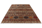 7x10 Light Brown and Multicolor Tribal Rug