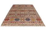 7x10 Light Brown and Multicolor Tribal Rug