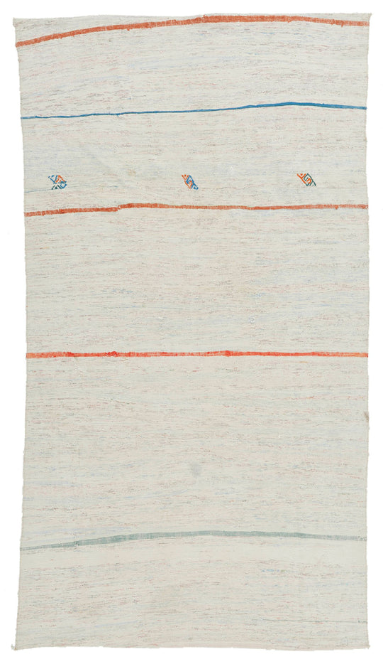 5x8 White and Multicolor Turkish Tribal Rug