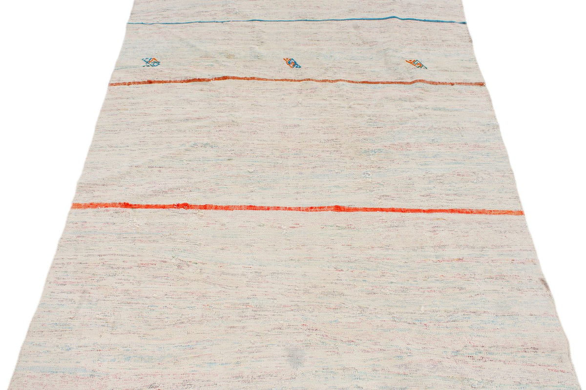 5x8 White and Multicolor Turkish Tribal Rug