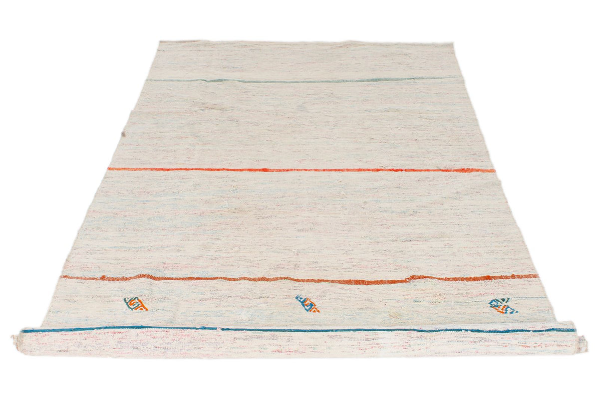 5x8 White and Multicolor Turkish Tribal Rug