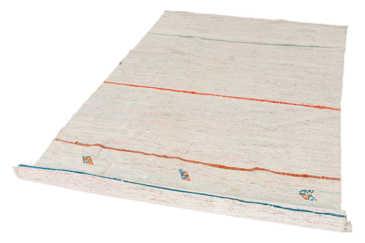 5x8 White and Multicolor Turkish Tribal Rug
