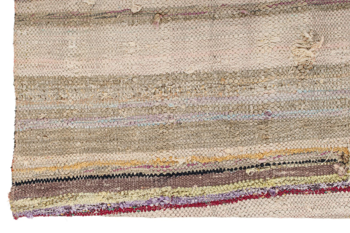 4x9 Ivory and Multicolor Turkish Tribal Runner