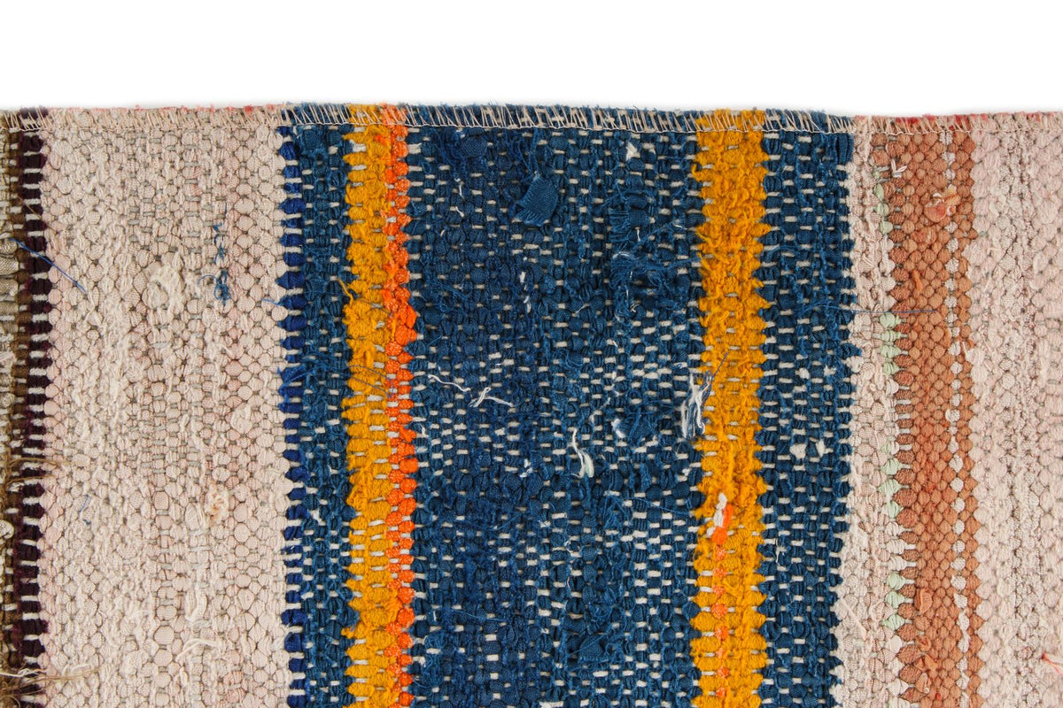 4x9 Ivory and Multicolor Turkish Tribal Runner