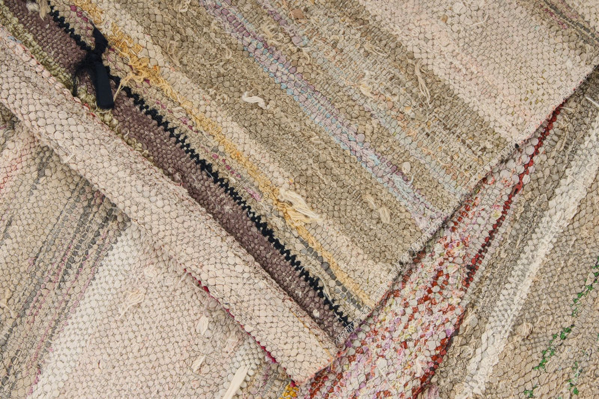 4x9 Ivory and Multicolor Turkish Tribal Runner