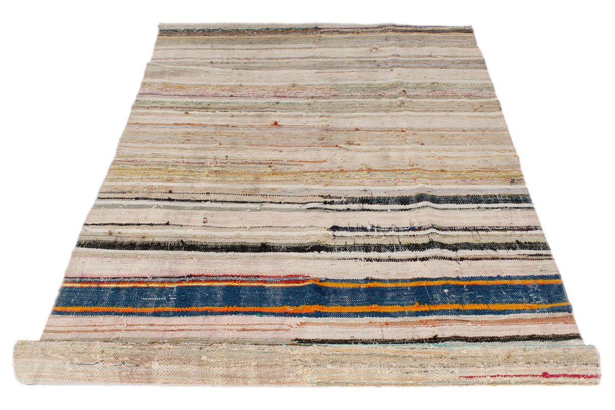 4x9 Ivory and Multicolor Turkish Tribal Runner