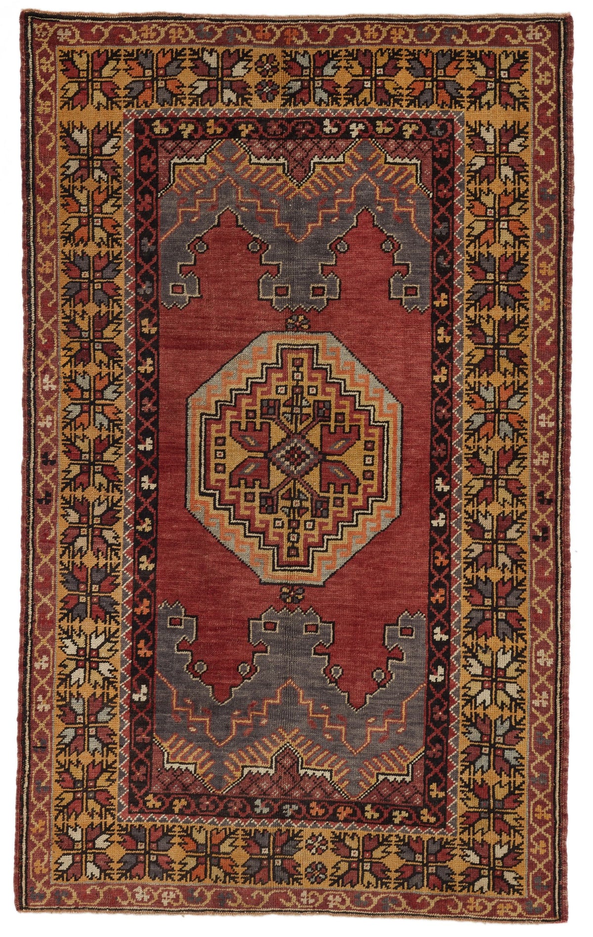 4x6 Red and Gold Turkish Tribal Rug