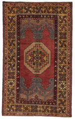 4x6 Red and Gold Turkish Tribal Rug