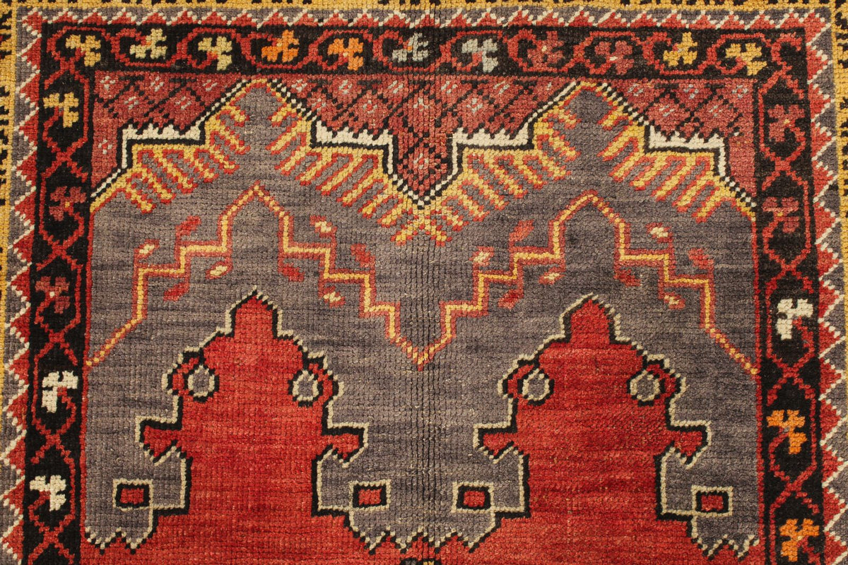 4x6 Red and Gold Turkish Tribal Rug