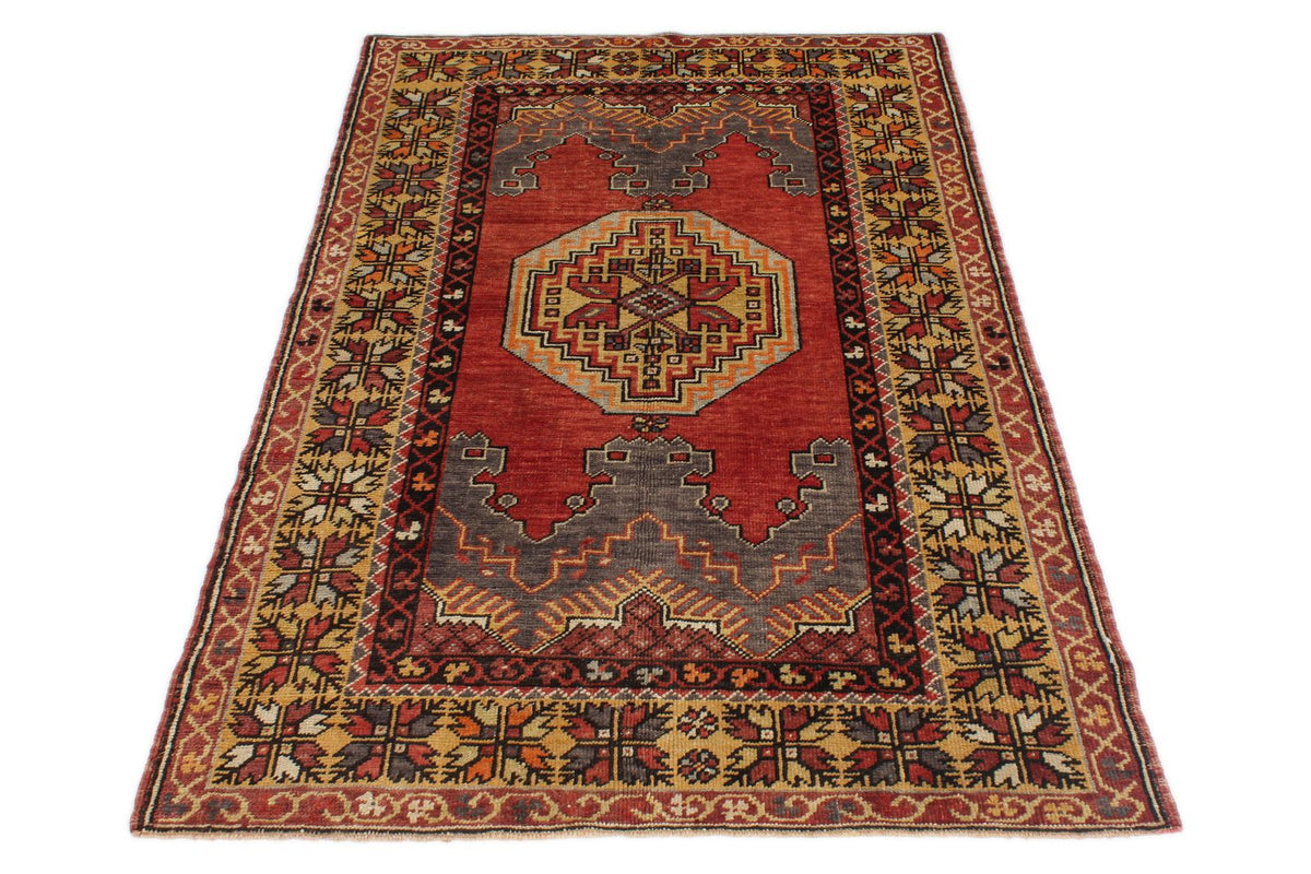 4x6 Red and Gold Turkish Tribal Rug