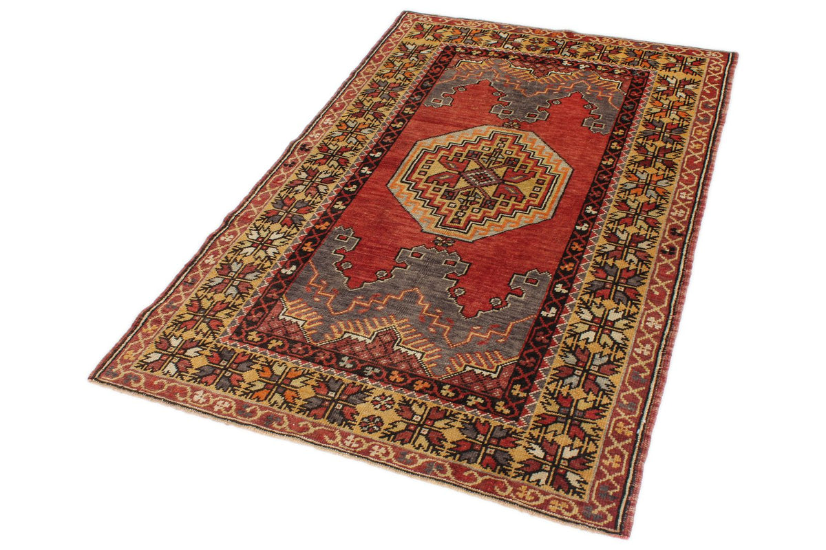 4x6 Red and Gold Turkish Tribal Rug
