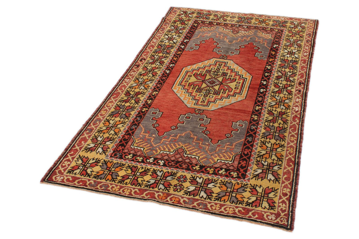 4x6 Red and Gold Turkish Tribal Rug