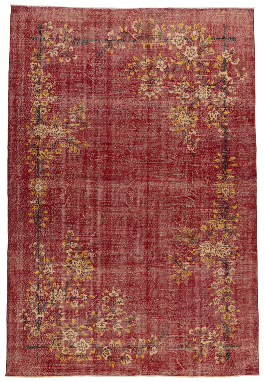 7x10 Red and Yellow Modern Contemporary Rug