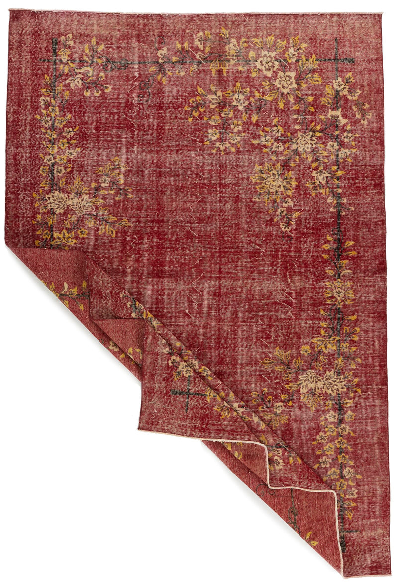 7x10 Red and Yellow Modern Contemporary Rug