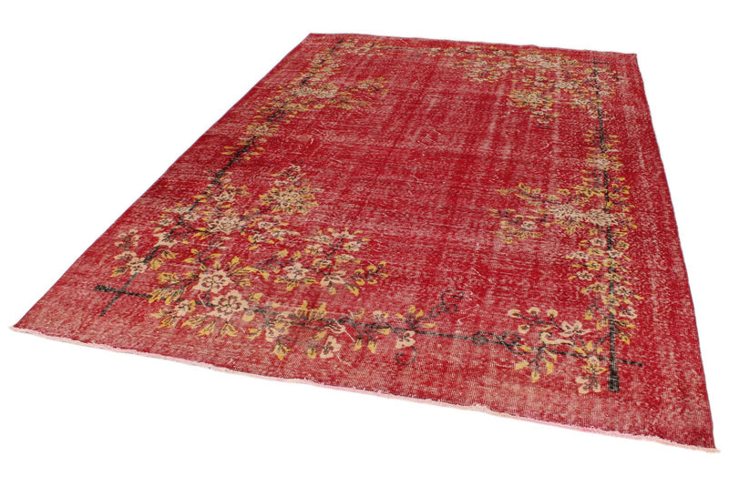 7x10 Red and Yellow Modern Contemporary Rug