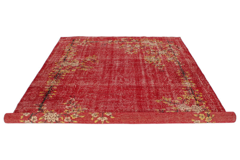 7x10 Red and Yellow Modern Contemporary Rug