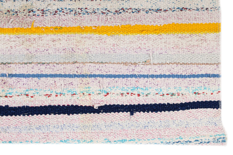 4x9 White and Multicolor Turkish Tribal Runner