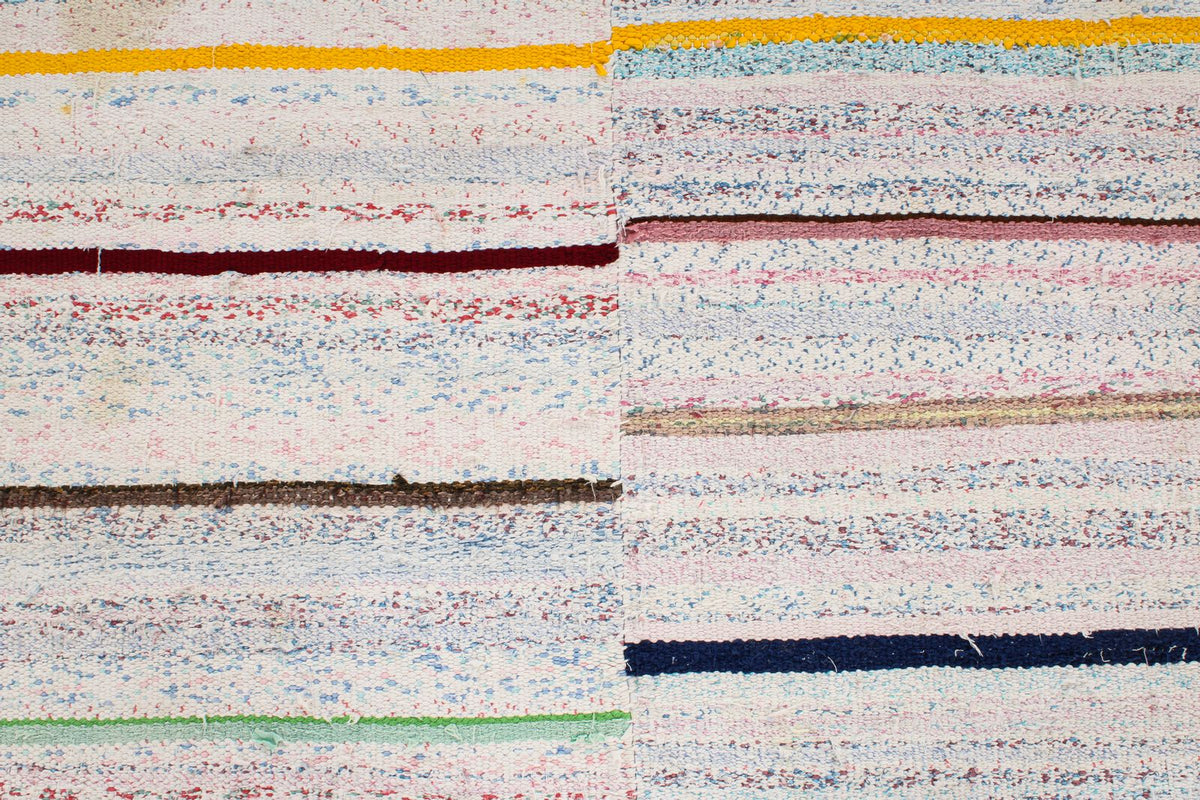 4x9 White and Multicolor Turkish Tribal Runner