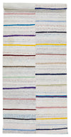 4x9 White and Multicolor Turkish Tribal Runner