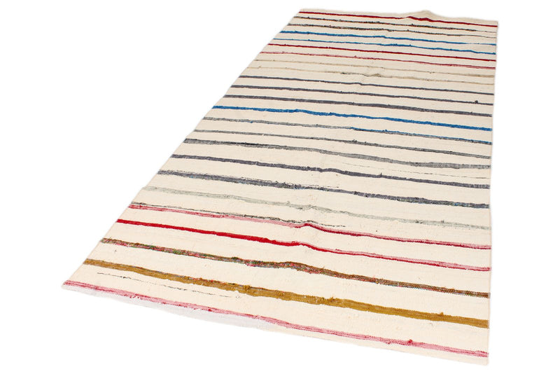 5x10 Ivory and Multicolor Turkish Tribal Runner