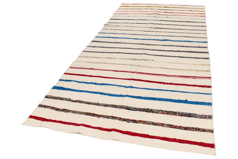 5x10 Ivory and Multicolor Turkish Tribal Runner