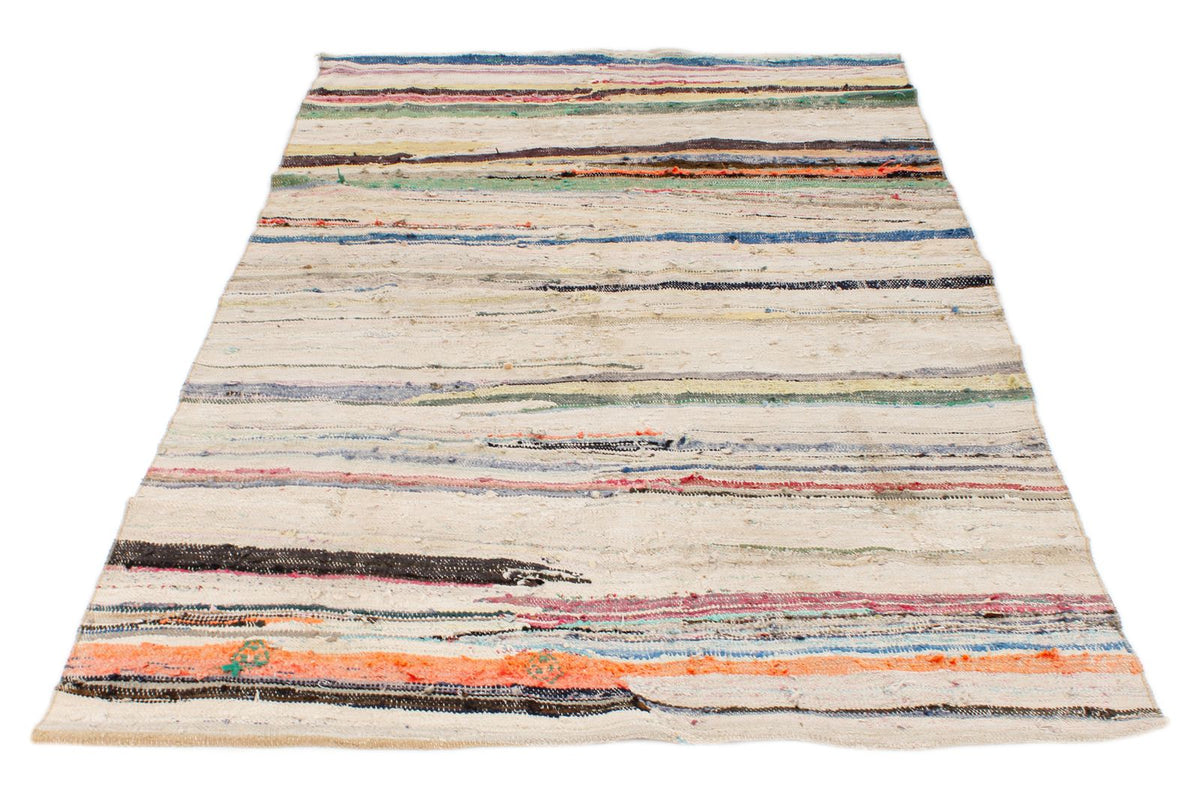 5x8 Beige and Multicolor Turkish Tribal Rug