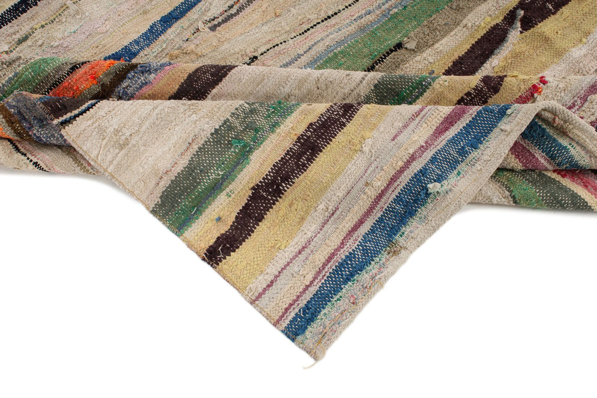 5x8 Beige and Multicolor Turkish Tribal Rug