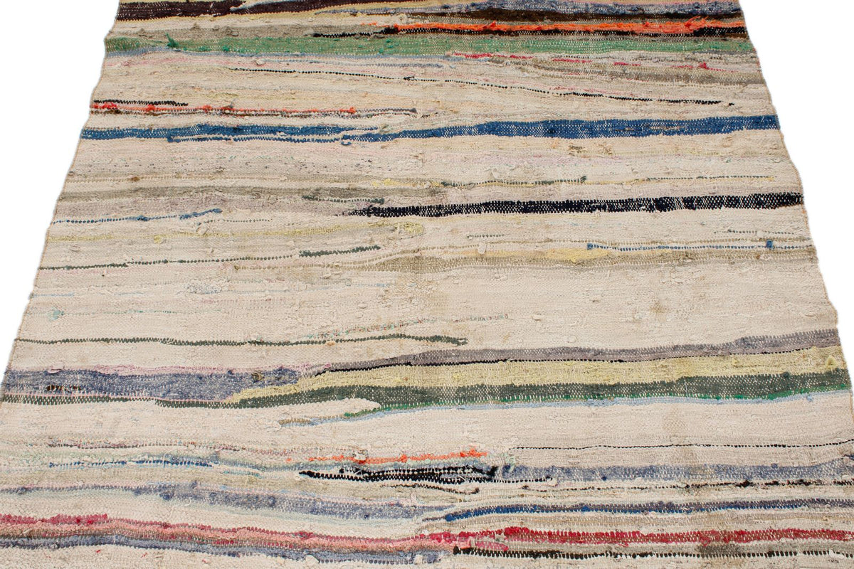 5x8 Beige and Multicolor Turkish Tribal Rug