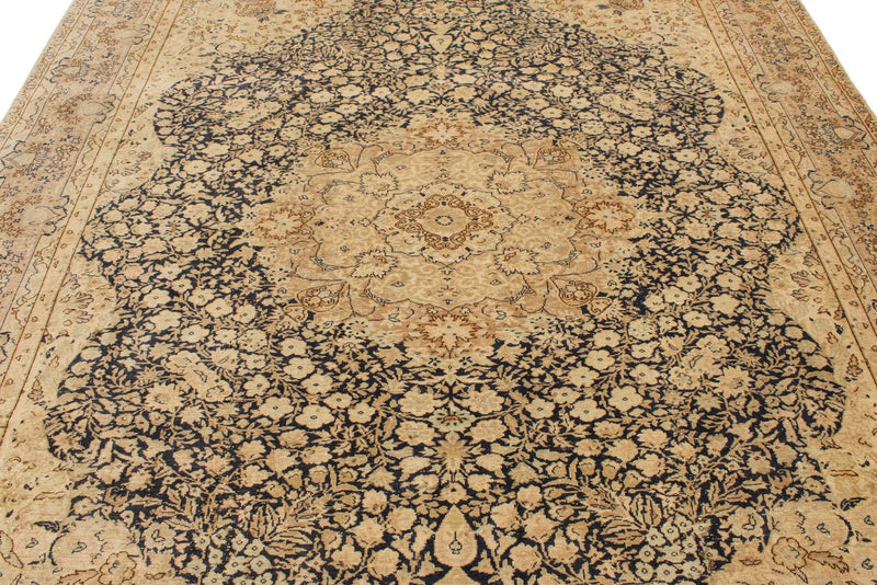 8x11 Navy and Light Brown Turkish Traditional Rug