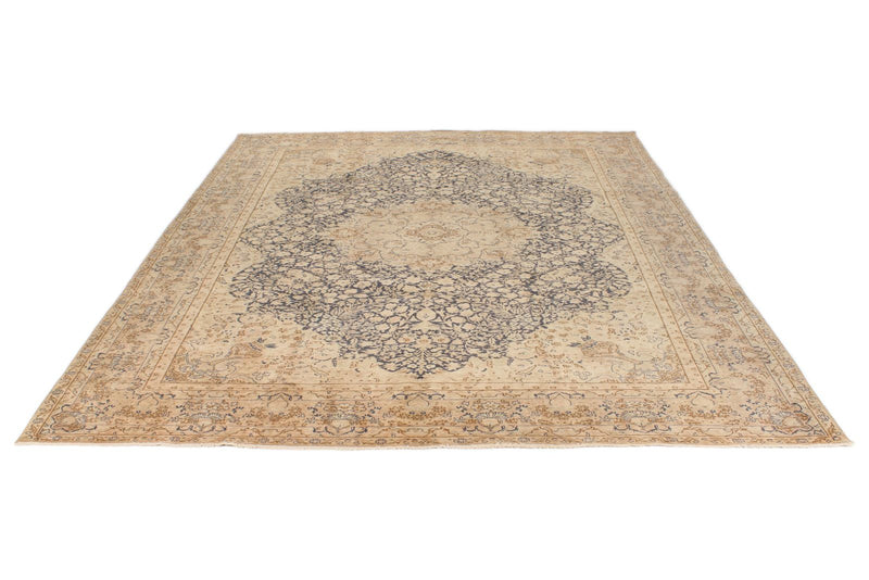 8x11 Navy and Light Brown Turkish Traditional Rug