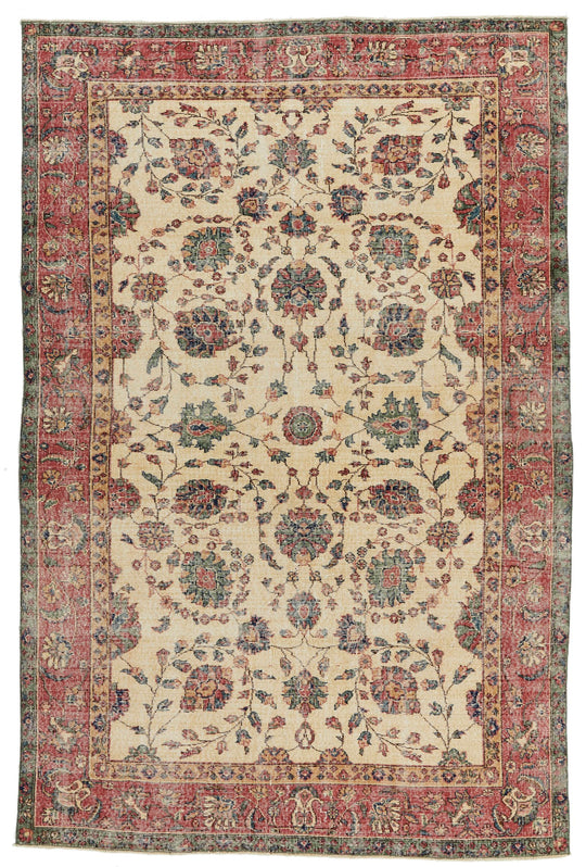 7x10 Ivory and Multicolor Modern Contemporary Rug