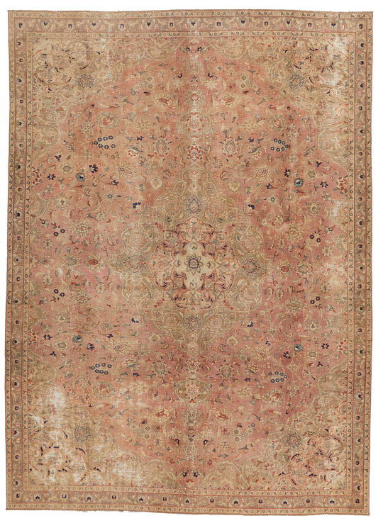 7x10 Light Peach and Light Brown Modern Contemporary Rug