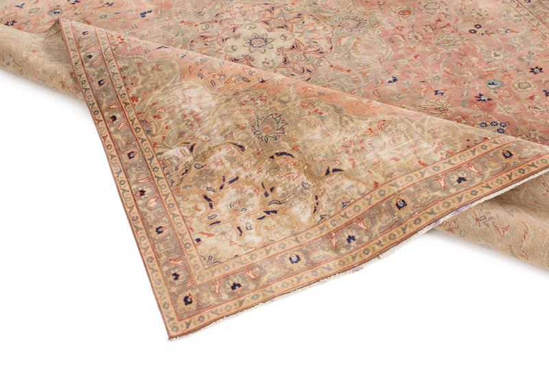 7x10 Light Peach and Light Brown Modern Contemporary Rug