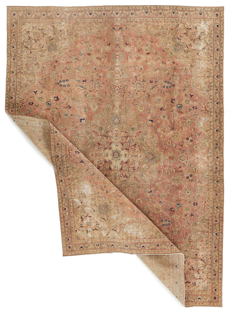 7x10 Light Peach and Light Brown Modern Contemporary Rug