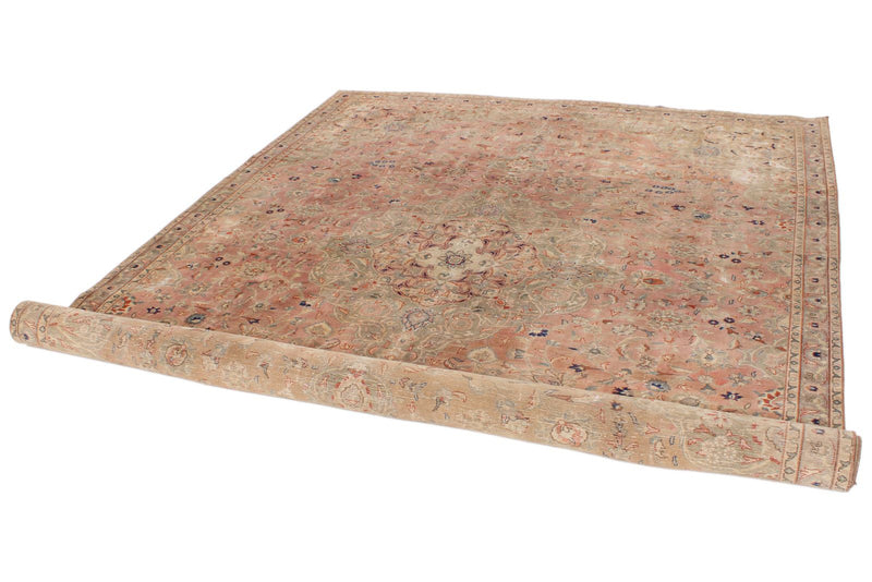 7x10 Light Peach and Light Brown Modern Contemporary Rug