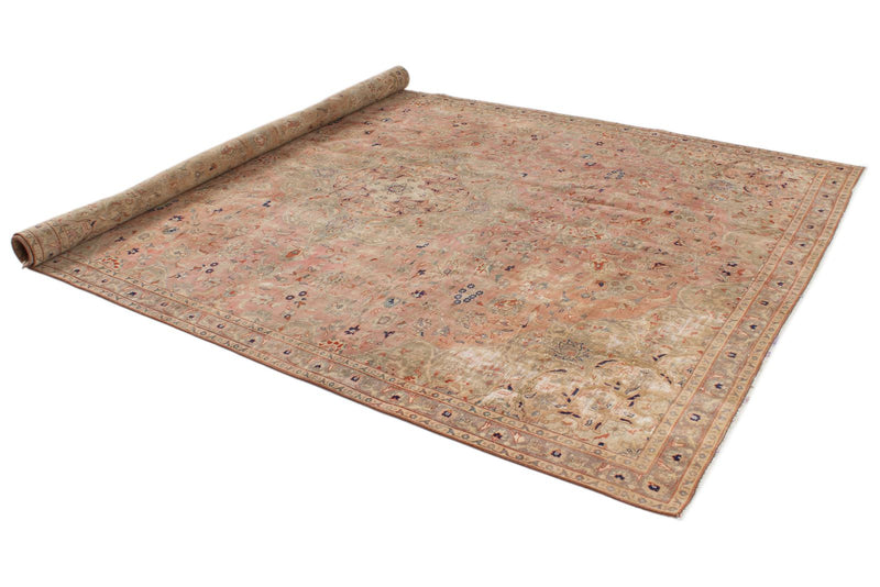 7x10 Light Peach and Light Brown Modern Contemporary Rug