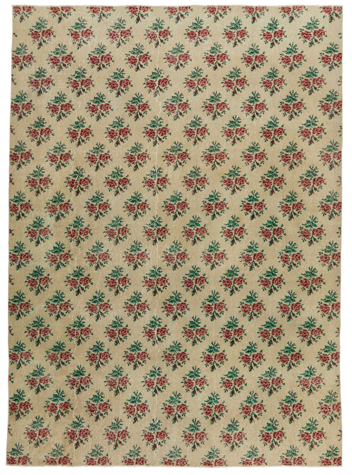 7x10 Ivory and Multicolor Turkish Anatolian Rug