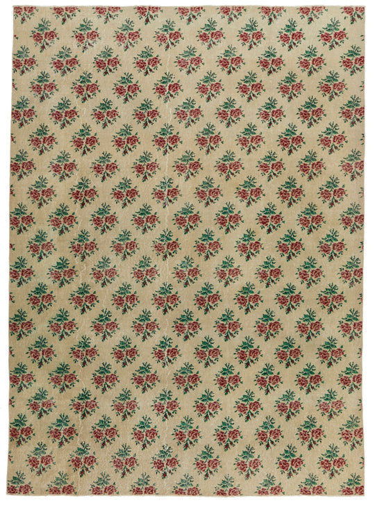 7x10 Ivory and Multicolor Turkish Anatolian Rug