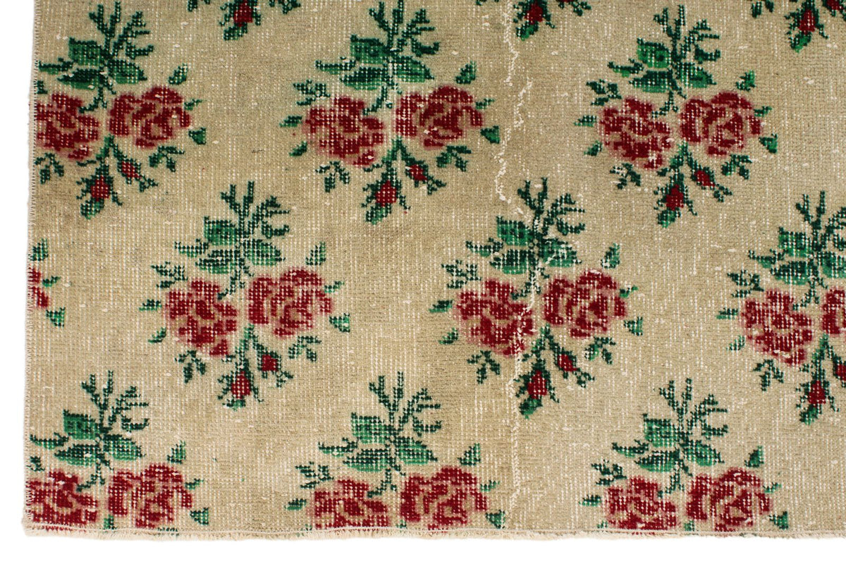 7x10 Ivory and Multicolor Turkish Anatolian Rug
