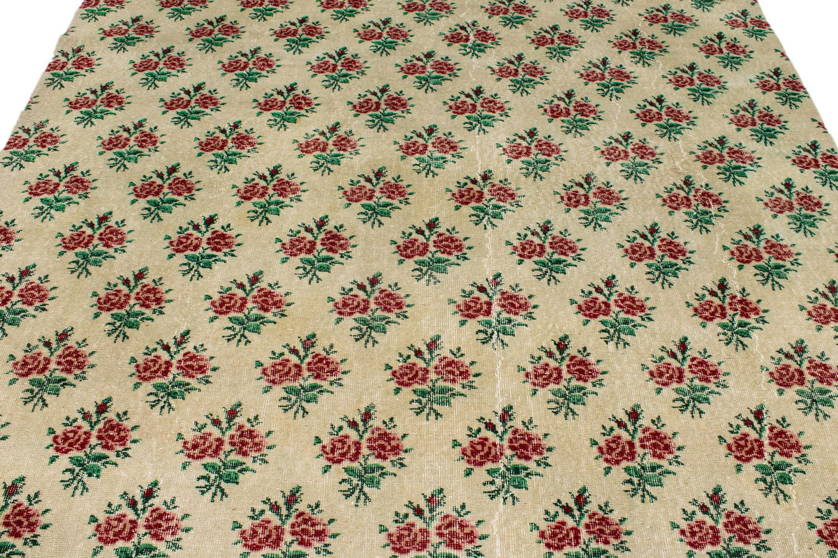 7x10 Ivory and Multicolor Turkish Anatolian Rug