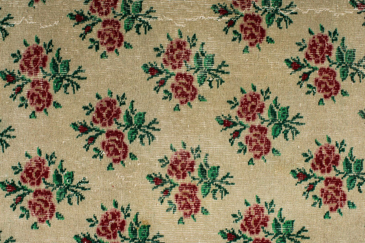 7x10 Ivory and Multicolor Turkish Anatolian Rug