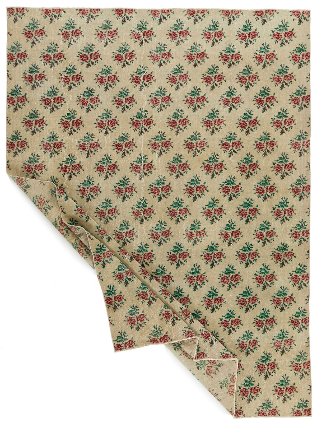 7x10 Ivory and Multicolor Turkish Anatolian Rug