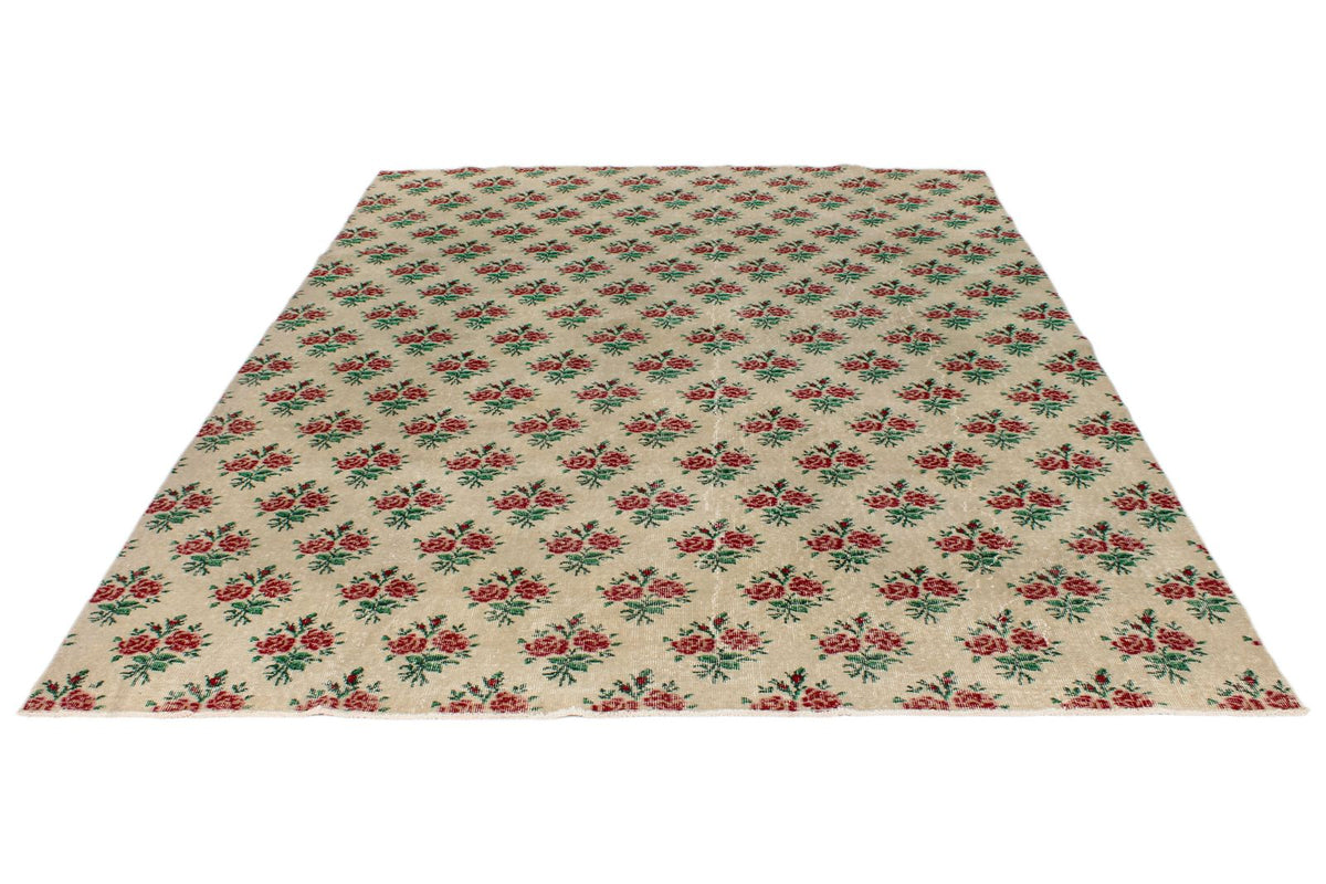 7x10 Ivory and Multicolor Turkish Anatolian Rug